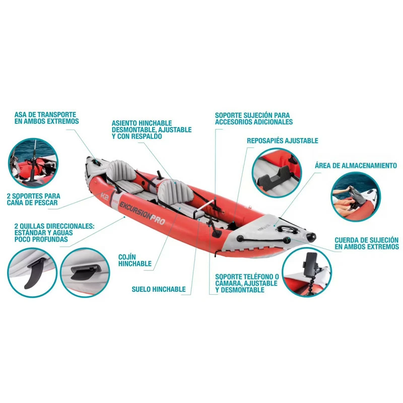 Kayak Hinchable PRO K2 Para 2 Personas De Intex 14 Kayak Hinchable PRO K2 Para 2 Personas De Intex - Imagen 14