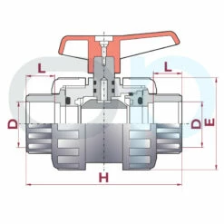 Válvula De Bola Standard PVC Teflón FPM Encolar -GRE Ventas medidas valvula bola cepex standard pvc teflon fpm encolar 1