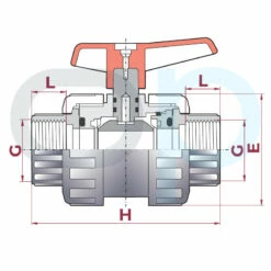Válvula De Bola Standard PVC Teflón - FPM Roscar 14 Válvula De Bola Standard PVC Teflón - FPM Roscar -GRE Ventas medidas valvula bola cepex standard pvc teflon fpm roscar