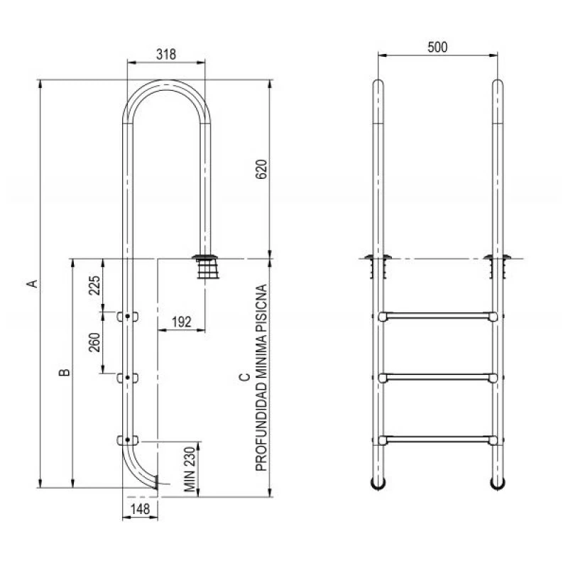 Escalera Pasamanos Muro Astralpool 4 Escalera Pasamanos Muro Astralpool - Imagen 4